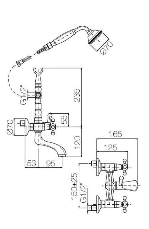 PB Robinet de baie independent nostalgique avec boutons en bronze 6000