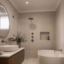 Waterevolution Flow este un termostat de duș încorporat cu 2 robinete de oprire, culoare metal gun, 1208948847.