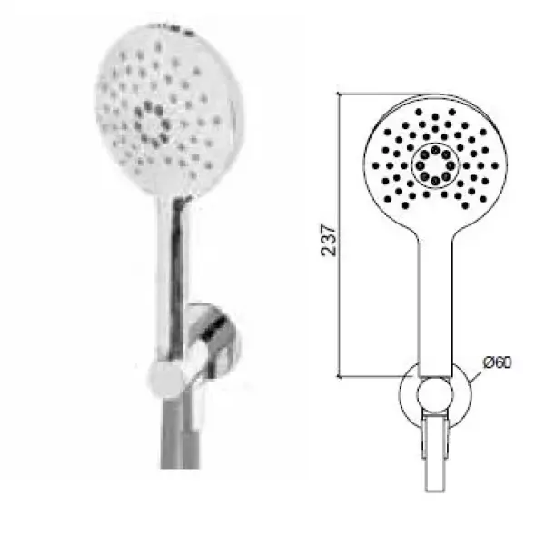 Setul complet de duș manual rotunj Waterrevolution Flow, inclusiv racordul de perete complet din oțel inoxidabil T1621RIE