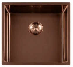 Lorreine 40SP Copper Luxe Chiuvetă din oțel inoxidabil de culoare cupru PVD Copper 40x40, montaj sub blat sau suprafață plană și suprapusă, cod 1208952365.