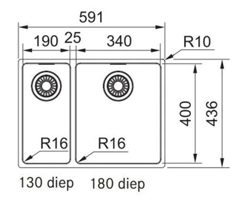 Franke Maris MRX 260 BR chiuvetă din oțel inoxidabil o cuvă și jumătate 1,5 cuva mare in dreapta montaj la nivel 1270568040