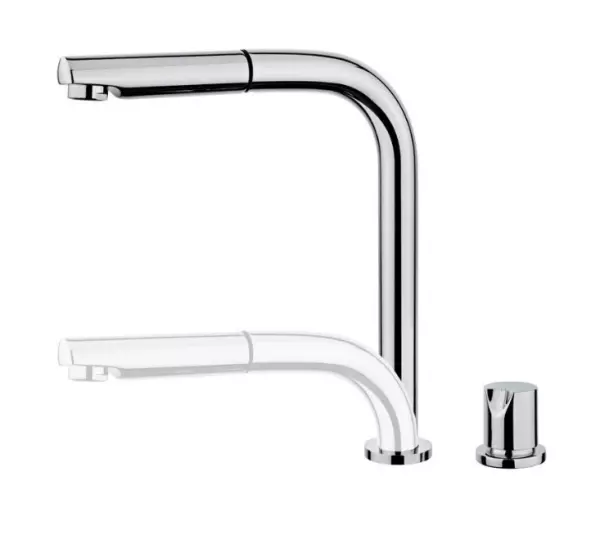 Robinet de bucătărie cu două găuri Cisal cu duză extensibilă, înlocuitor pentru Blanco Chrome LC00009021