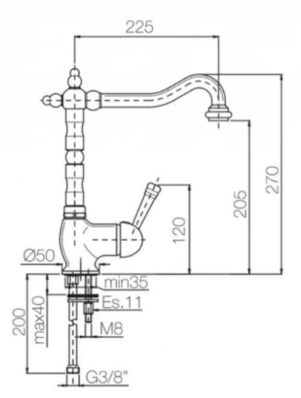 PB Baterie nostalgică de bucătărie din oțel inoxidabil cu o singură pârghie albă montat la suprafată 1208952878