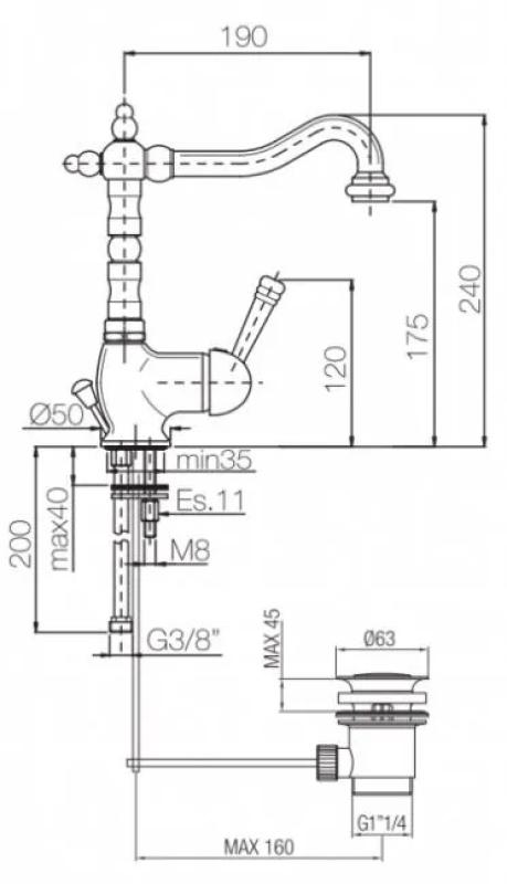 PB Robinetul de amestec pentru chiuveta, vintage bronz nostalgic