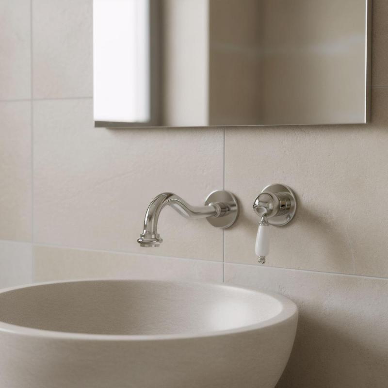 PB nostalgică montată pe blat, baterie de lavoar Vintage, cu ieșire de 21 cm, cromată.