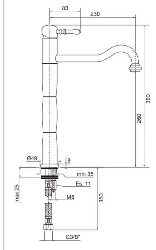 PB Classic Robinet de bucătărie cu coloană Nostalgic din oțel inoxidabil 1208952922