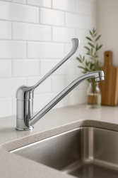 Robineta de bucătărie pentru persoane cu dizabilități PB Clinic, cu mâner rotativ și jet de apă prelungit, cromată 1208953266