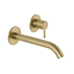 SB Round recessed basin mixer tap in satin brass PVD 162mm