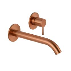 SB Round recessed basin mixer tap satin-finish copper PVD 162mm