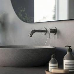 SB Round recessed basin mixer tap Lead Grey 316 PVD 102mm