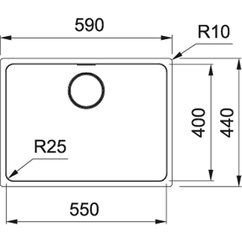 Franke Mythos MYX 110.55 chiuvetă din oțel inoxidabil 55x40cm sub blat 122.0638.200