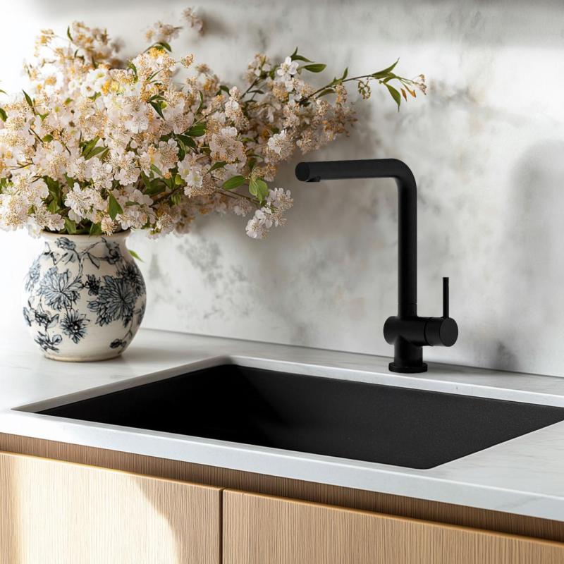 Ausmann Minta Robinet de bucătărie  negru mat cu duză pivotantă  1208953747