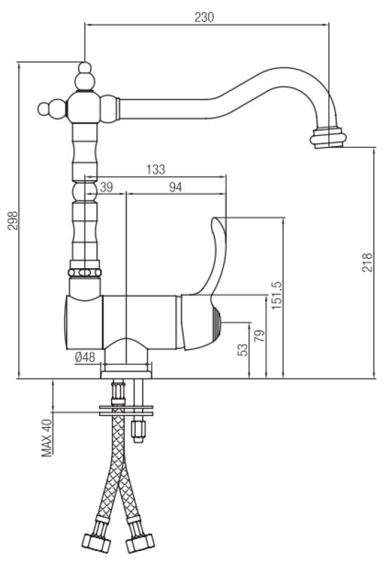 PB Robinet de bucătărie Vintage nostalgic Robinet de fereastră pliabil în jos din oțel inoxidabil 1208953757