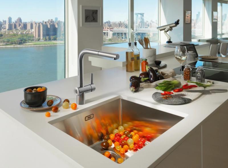 Franke Robinet de bucătărie cu senzor din oțel inoxidabil periat Atlas Neo cu duză din inox 115.0625.523