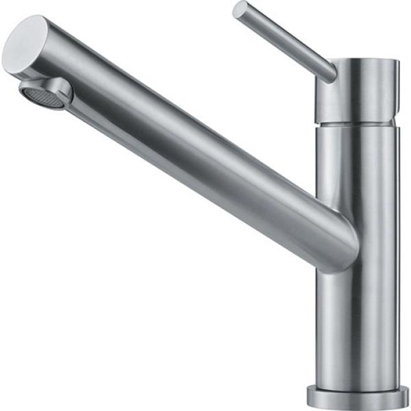 Franke Orbit Robinet de bucătărie scund din oțel inoxidabil masiv cu duză pivotantă inox 115.0569.290