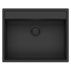 GraniteMy Bremen chiuvetă din granit 64x52 cm negru montare deasupra, sub și încastrabilă cu gaură pentru robinet 1208953874