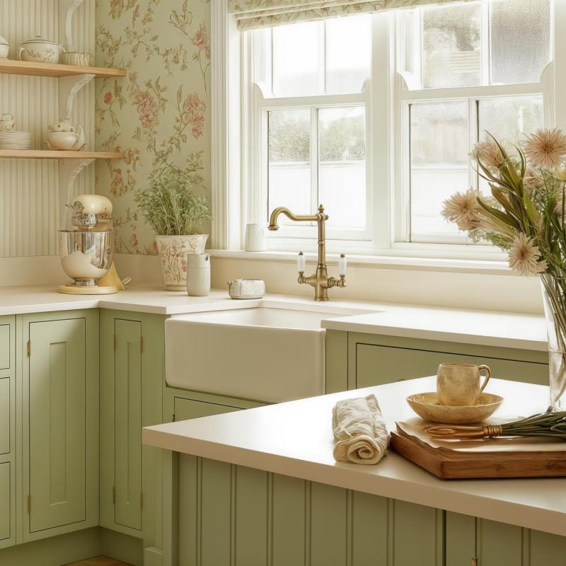 PB Robinet clasic de bucătărie rustică nostalgic bronz cu mânere albe 1208953913