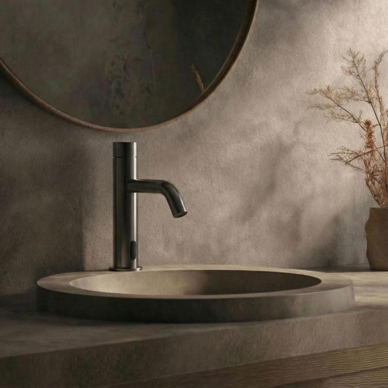 Robinetele de chiuvetă electronice Waterevolution Flow infraroșu pe baterii Gun Metal T110GME.