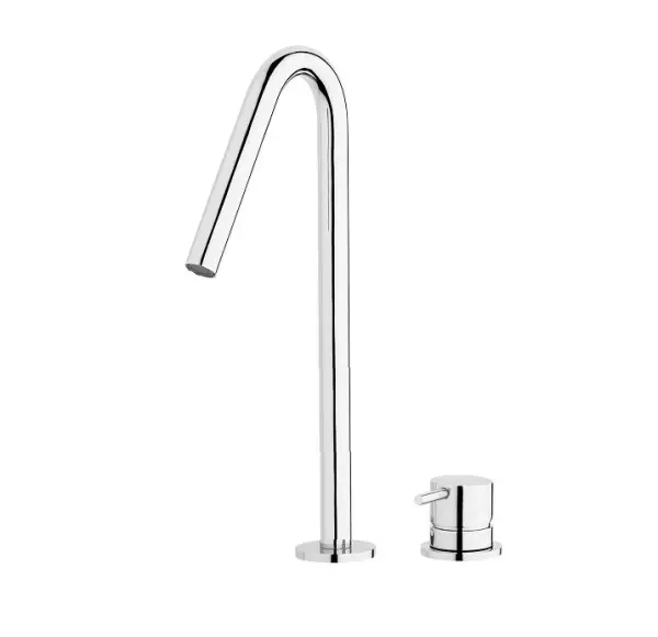 Robinetele de chiuvetă cu 2 orificii Waterevolution Flow, cromate, cu un robinet de ieșire înalt de 120mm, T1122V01.