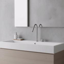 Robinetele pentru chiuvetele Waterevolution Flow cu 2 găuri, din oțel inoxidabil, cu un jet de apă înalt de 120 mm, T1122VIE.