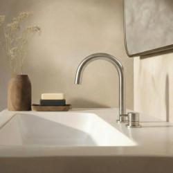 Robinetele pentru chiuvetă Waterevolution Flow cu 2 găuri, complet din oțel inoxidabil, cu gaură joasă de 200 mm, T1121UIE.