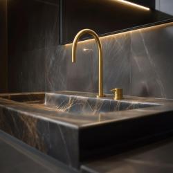 Robinet de baie Waterevolution Flow cu 2 găuri, din alamă periată, T1121ULE.