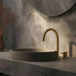 Robinet de baie Waterevolution Flow cu 2 găuri, din alamă periată, T1121ULE.