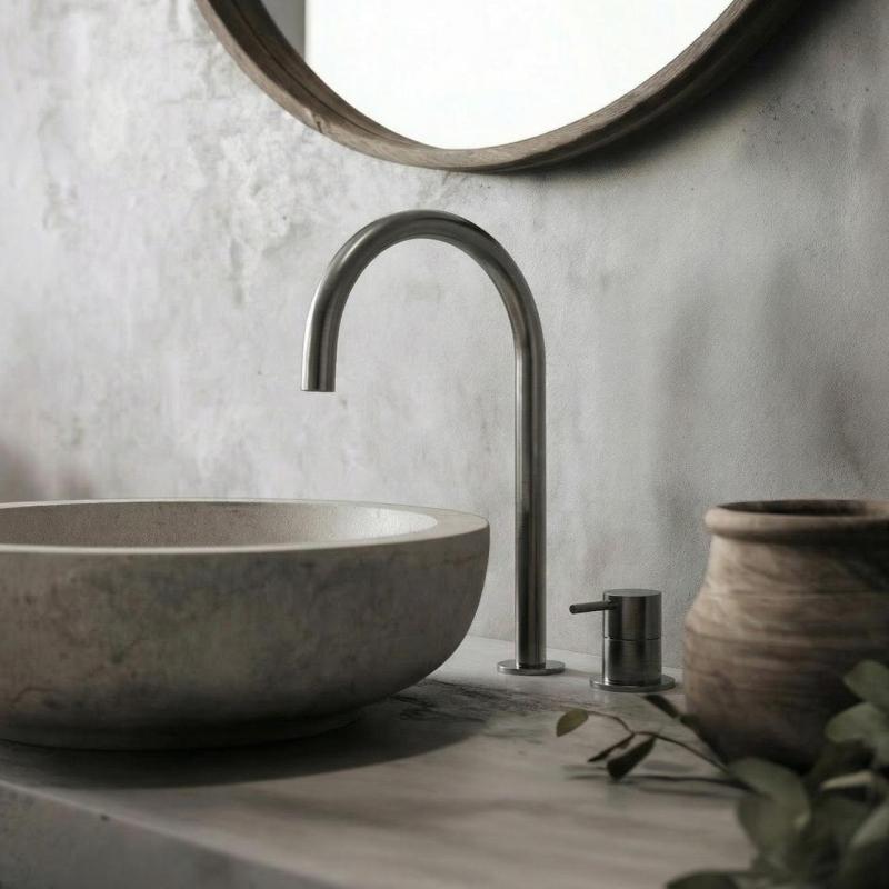 Waterevolution Flow Robinet pentru chiuvetă cu 2 găuri PVD Gun Metal cu ieșire înaltă U 200 mm T1122UGME