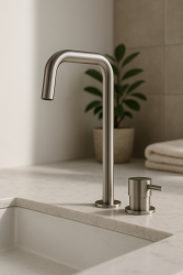 Waterevolution Flow Robinet pentru chiuvetă cu 2 găuri, bec înalt 222 Oțel inoxidabil T122HIE