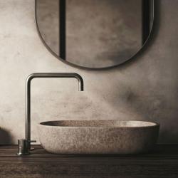 Robinetele pentru chiuvetă Waterevolution Flow cu două găuri, cu gură înaltă 222 PVD Gun Metal T122HGME.