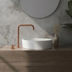 Robinetele de chiuvetă Waterevolution Flow cu două orificii și ieșire înaltă 222, cu acoperire PVD din cupru periat T122HCPE.