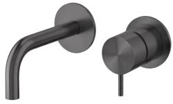 Waterevolution Flow Robinet de chiuvetă încastrat PVD Gun Metal cu gura de scurgere de 10 cm T116BME-10