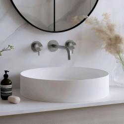 Waterevolution Flow Robinet de chiuvetă încastrat cu 3 găuri, complet din oțel inoxidabil, cu bec de 15 cm T1163FIE-15