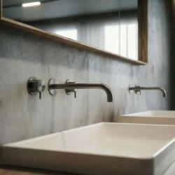 Waterevolution Flow Robinet de chiuvetă încastrat cu 3 găuri PVD Gun metal cu bec de 21 cm T1163FGME-21