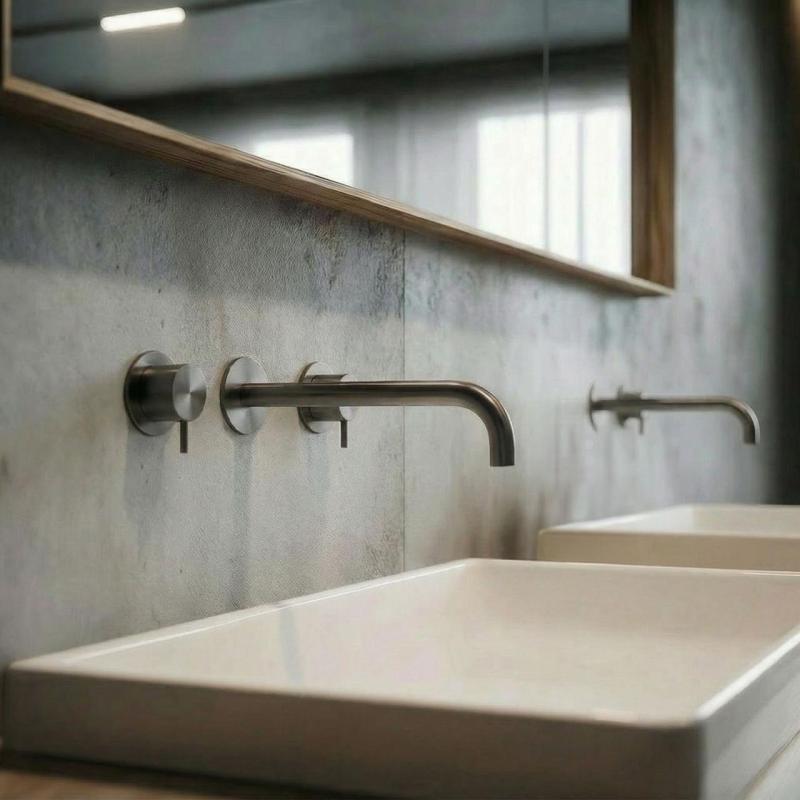 Waterevolution Flow Robinet de chiuvetă încastrat cu 3 găuri PVD Gun metal cu bec de 21 cm T1163FGME-21