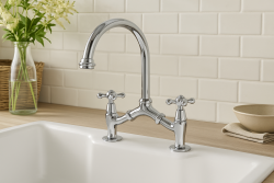 PB Classic Robinet de bucătărie nostalgic Crom cu distanța centrală variabilă 2 orificii 18-25 cm 1208954351