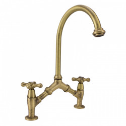 PB classic Robinet de bucătărie nostalgic Bronz cu distanță variabilă între 2 orificii 18-25cm 1208954352