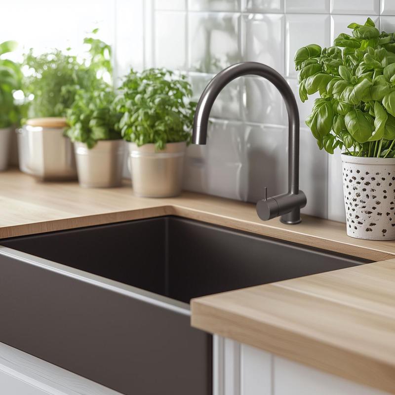 Waterevolution Flow Robinet de bucătărie PVD Gun metal cu duză extensibilă T155GME