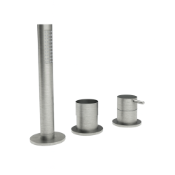 Robinetele de baie cu trei găuri Waterevolution Flow pentru montarea pe marginea băii, din oțel inoxidabil T138SBIE.