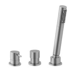 Robinetele de baie cu trei găuri Waterevolution Flow pentru montarea pe marginea băii, din oțel inoxidabil T138SBIE.