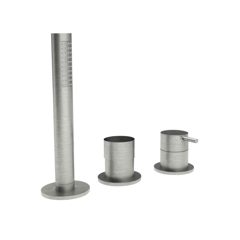 Robinetele de baie cu trei găuri Waterevolution Flow pentru montarea pe marginea băii, din oțel inoxidabil T138SBIE.