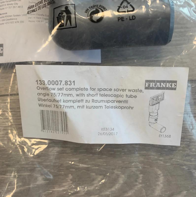 Franke Racord de revărsare Universal Extra Scurt 133.0052.765