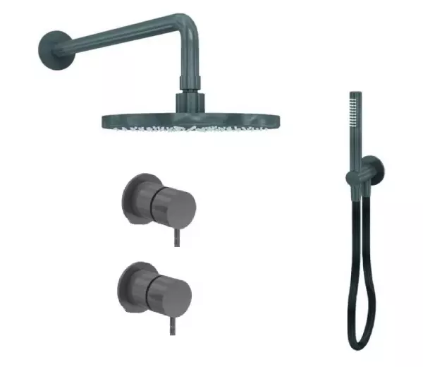 Waterevolution Flow set de duș încorporată cu termostat, duș de ploaie și duș manual, culoare metal de armă.