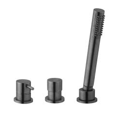 Robinetele de baie cu 3 orificii Waterevolution Flow pentru montajul pe marginea băii, PVD Gun Metal T138GME