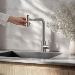 Quadri Cardiff Baterie de bucătărie cu duș extensibil cu duș extensibil cu 2 tipuri de jeturi din oțel inoxidabil  1208955914