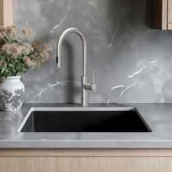 Quadri Retford Baterie de bucătărie din oțel inoxidabil cu duș detașabil și funcție de pulverizare 1208956088