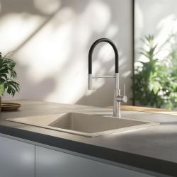 Quadri Retford Baterie de bucătărie din oțel inoxidabil cu duză flexibilă Negru 1208956089