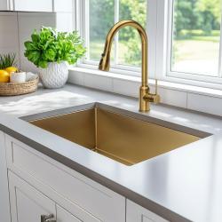 Quadri Stamford Baterie de bucătărie aurie cu duză detașabilă și funcție de pulverizare 1208956093