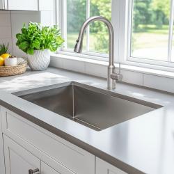 Quadri Stamford Baterie de bucătărie din oțel inoxidabil cu duș detasabil și funcție de pulverizare 1208956096