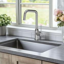 Quadri Stamford Baterie de bucătărie din oțel inoxidabil cu duză înclinată pivotantă 1208956097